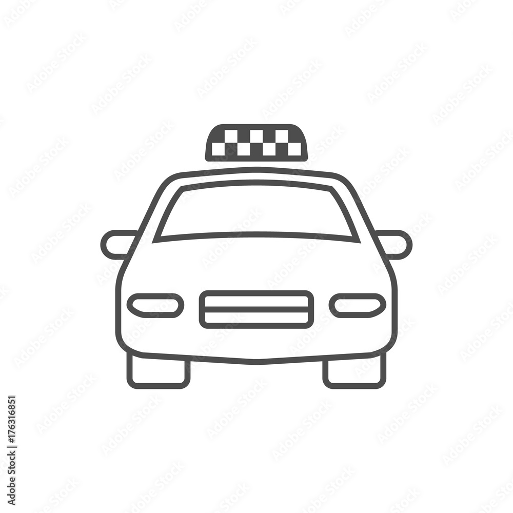 Taxi car automobile icon outline silhouette on white background. Transport