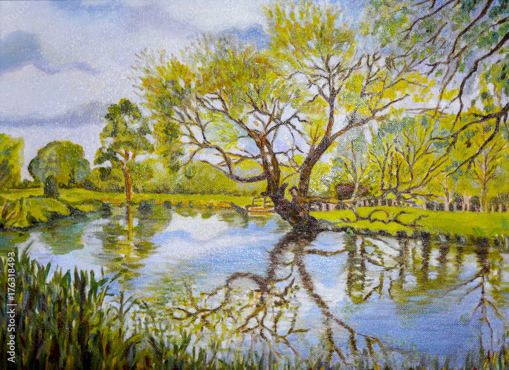 The landscape is natural. River and trees on the shore. The landscape is natural. River and trees on the shore.