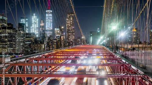 Brooklyn Bridge Night Traffice Timelapse Video