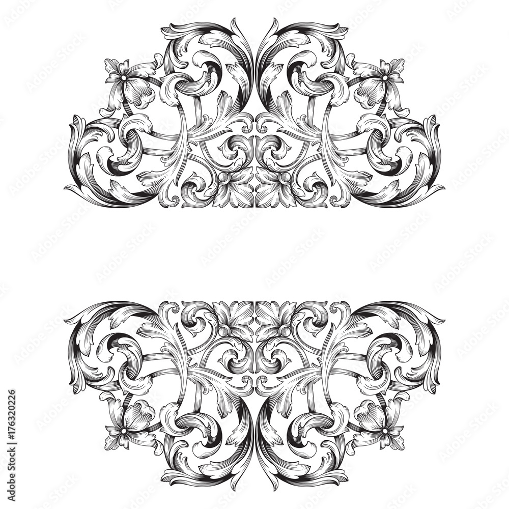 Fototapeta premium Classical baroque ornament vector 