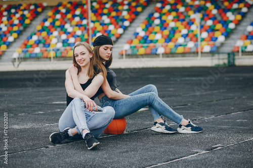 Girls with a ball