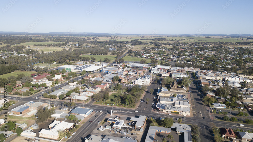 Aerial view of the town of Forbes New South Wales, Australia.