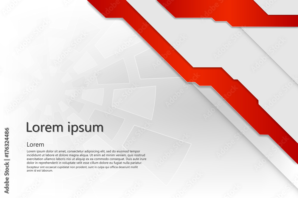 Abstract red tech corporate flyer background. Vector template design