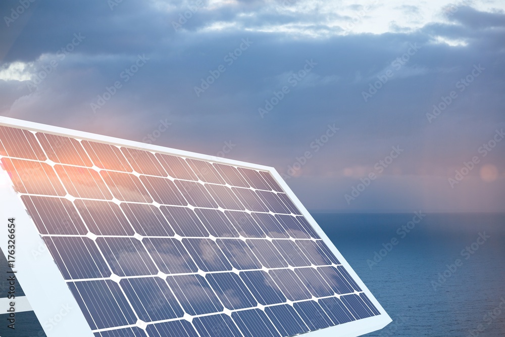 Composite image of illustration of solar panel equipment Composite image of illustration of solar panel equipment