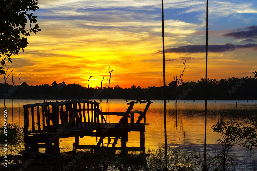 Sunset with black shadow