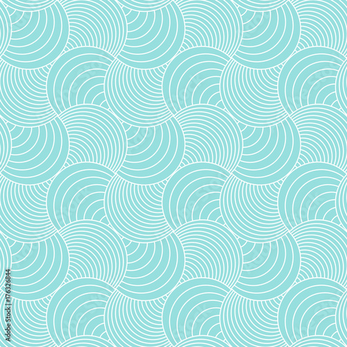 Pattern seamless circle abstract wave background stripe green aqua and white line colors. Geometric line vector.