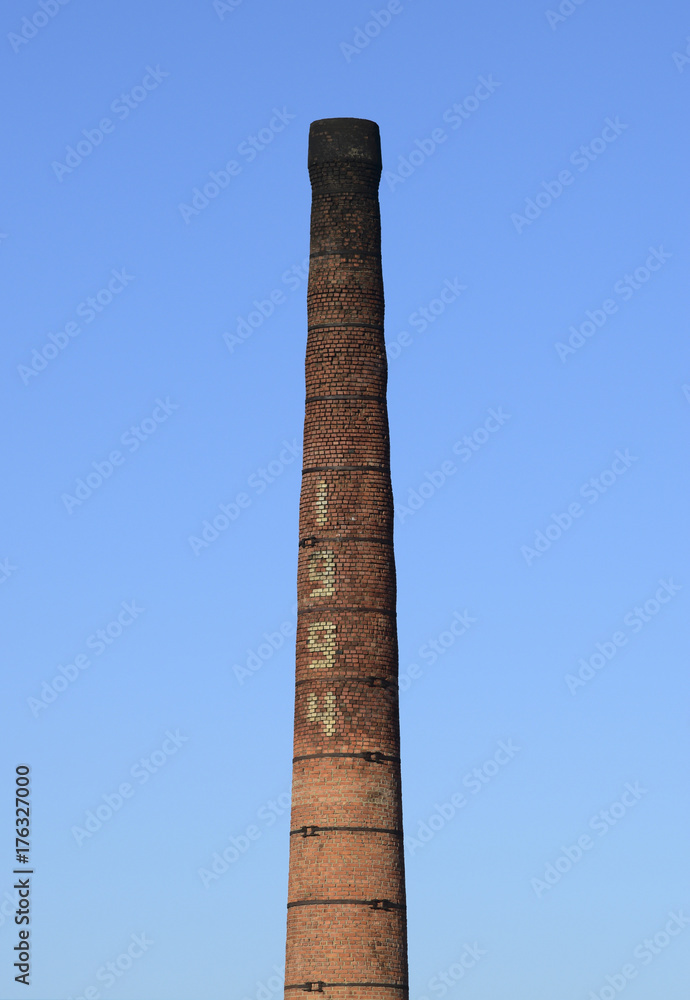 brick factory chimney. Tube for propulsion bricks in the furnace