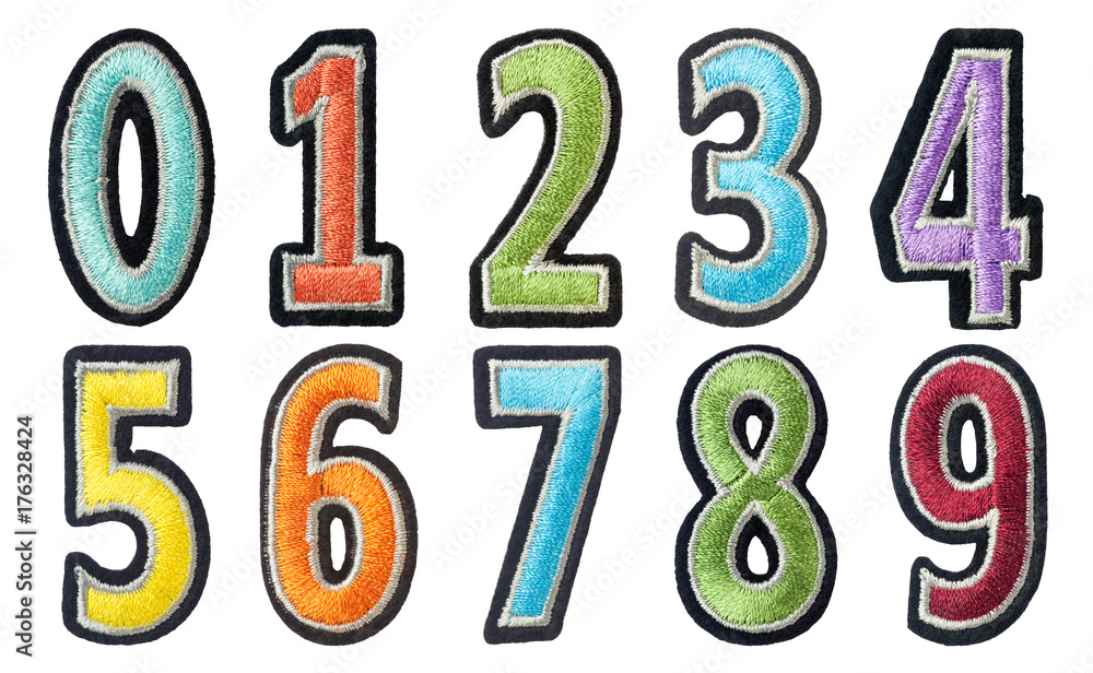 Naklejka premium Color numbers thread isolated on white background