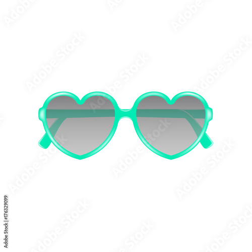 Sun glasses in shape of heart in cyan design