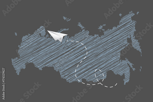 The Russia Airline Concept Illustration with A Paper Plane