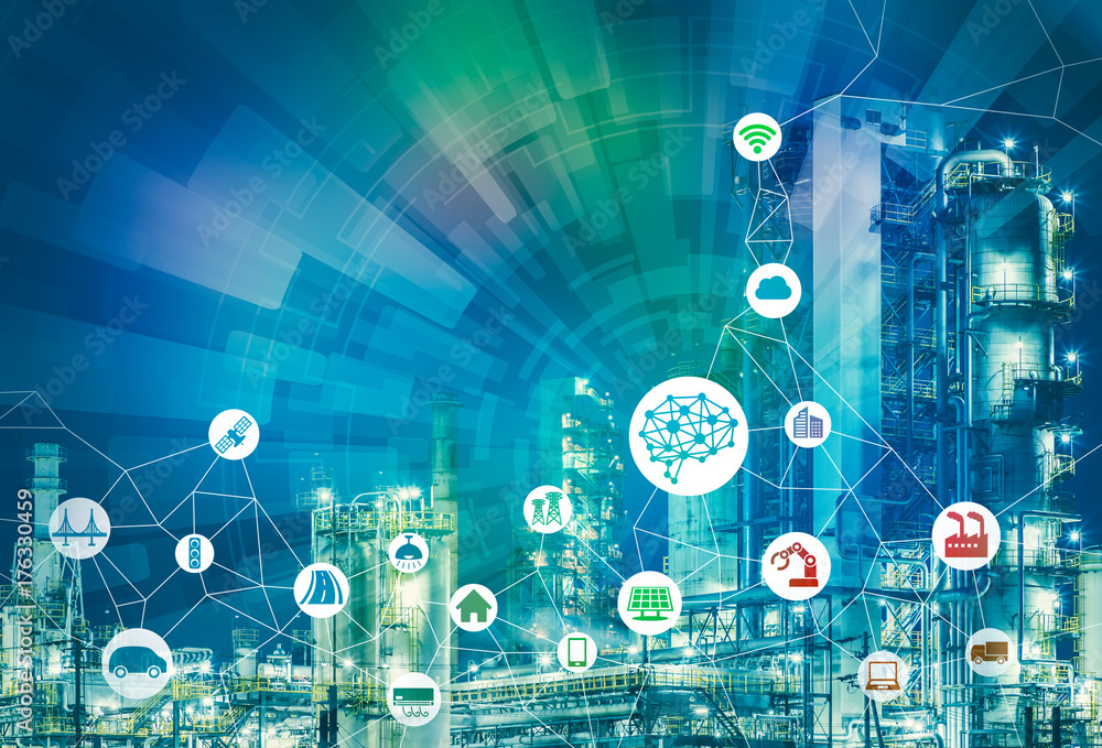 AI(Artificial Intelligence) and smart factory. Abstract mixed media. AI(Artificial Intelligence) and smart factory. Abstract mixed media.