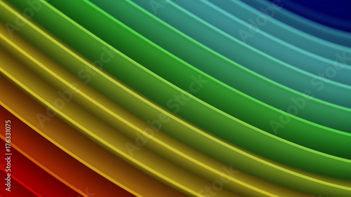 Rainbow gradient wavy curves abstract 3D rendering