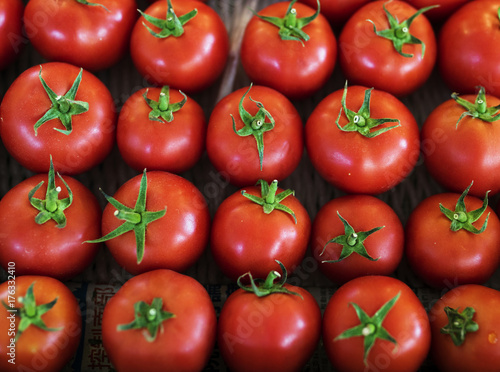 A bunch of fresh tomato produce