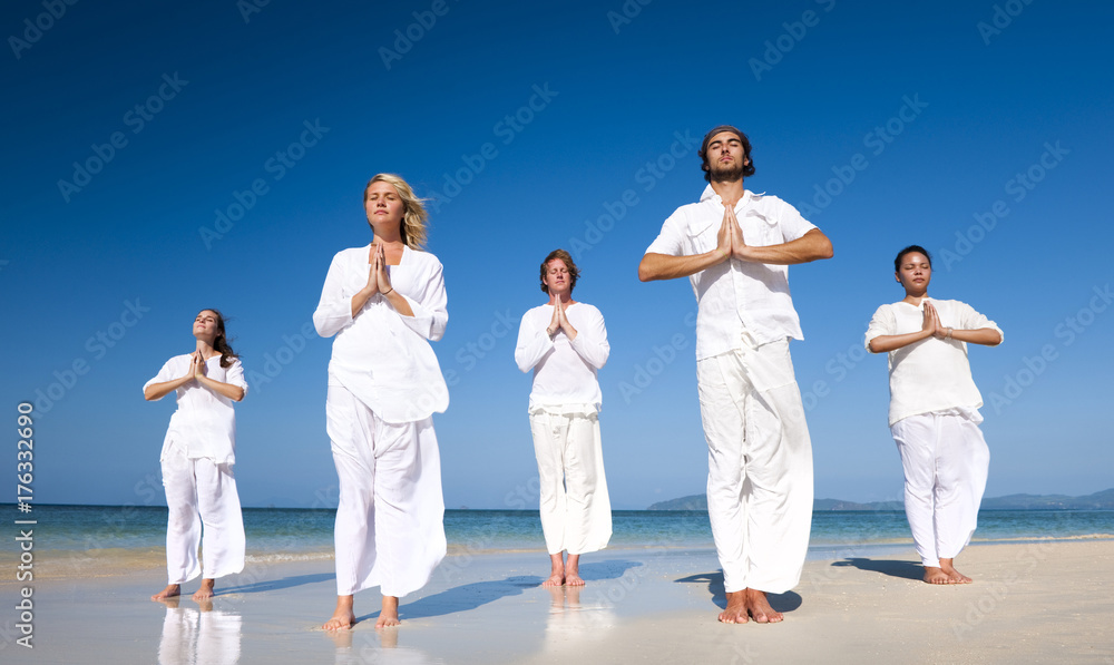 A group of people is meditating A group of people is meditating