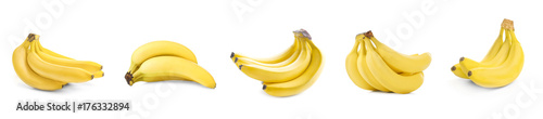 Collage of bananas on white background