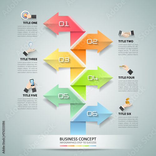 Business concept infographic template 6 steps, Can be used for workflow, layout, steps, number options, timeline or milestones project.