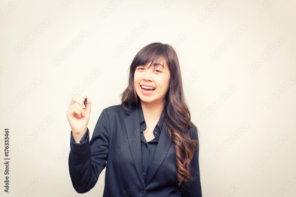 Business woman with a pen. concept for business. Business woman with a pen. concept for business.