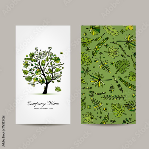 Business card collection, tropical tree design