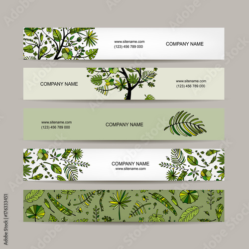 Banners set, tropical tree design