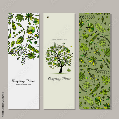 Banners set, tropical tree design
