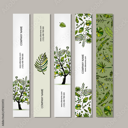Banners set, tropical tree design