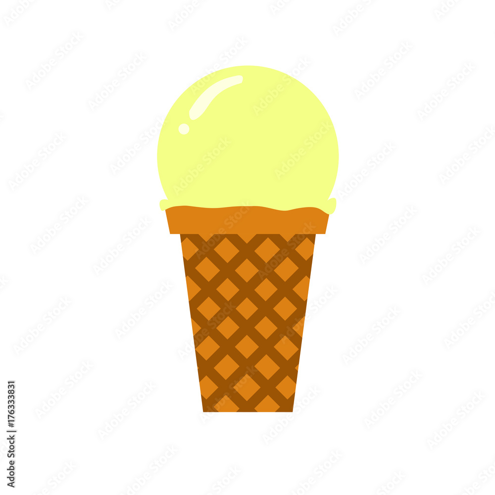Vanilla Scooped Ice Cream Simple Flat Illustration Vanilla Scooped Ice Cream Simple Flat Illustration