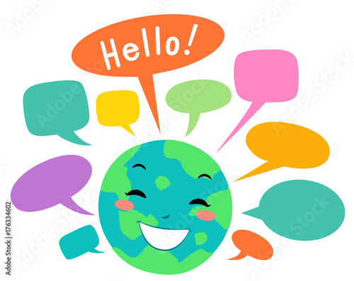 Earth Speech Bubbles Hello Illustration