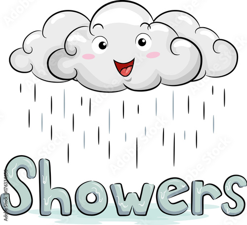 Cloud Mascot Showers Illust...