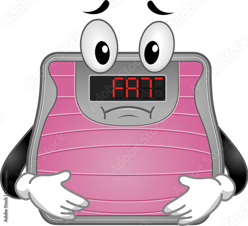 Bathroom Scale Mascot Fat Illustration