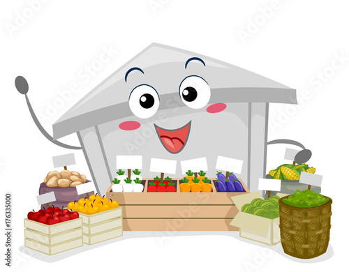 Farmers Market Mascot Illus...