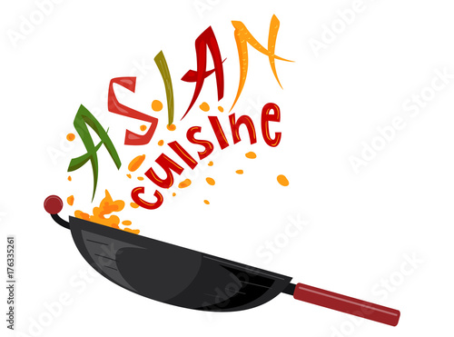Asian Cuisine Lettering Illustration