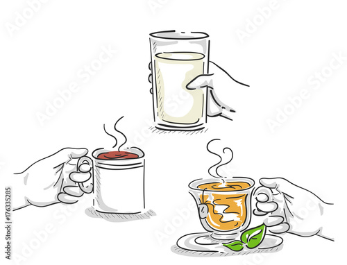 Hands Coffee Milk Tea Drink...