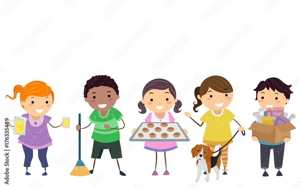Stickman Kids Earn Money Summer Illustration Stickman Kids Earn Money Summer Illustration