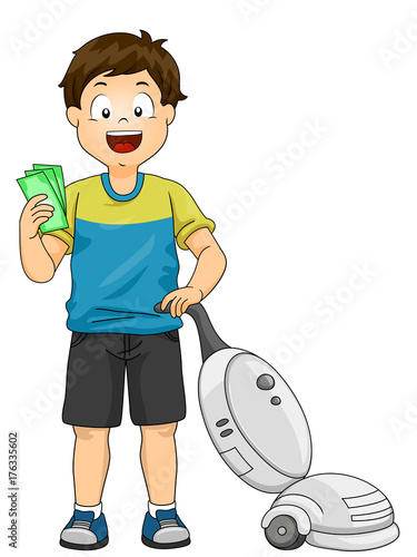 Kid Boy Chore Money Illustr...