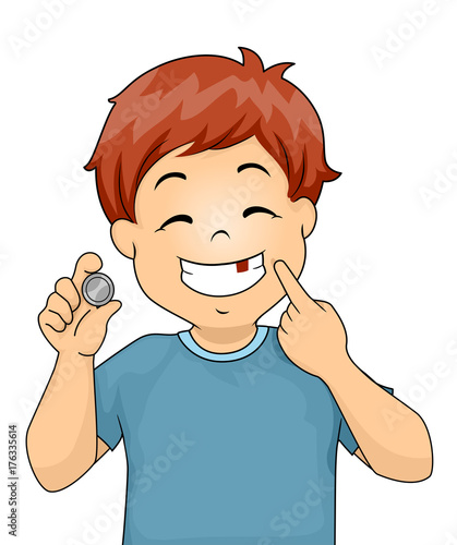Kid Boy Coin Tooth Fairy Illustration