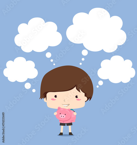 Kid Boy Piggy Bank Think Cl...