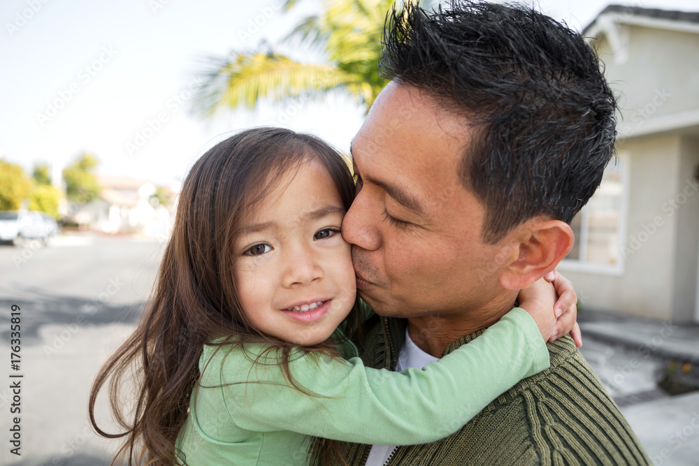 Asian father with his daughter. Asian father with his daughter.