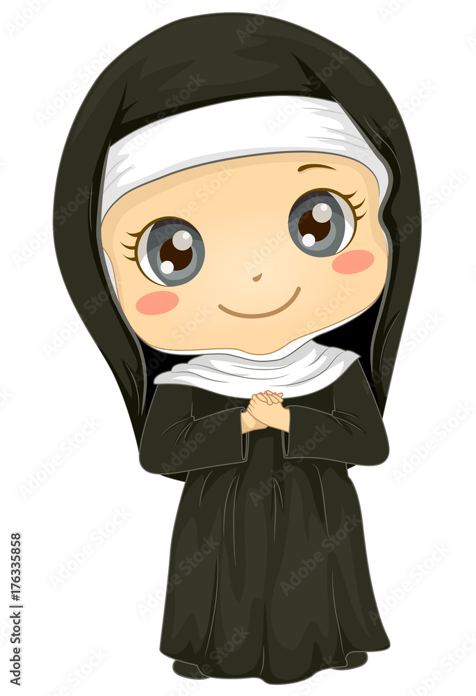 Kid Girl Nun Costume Illustration Stock Vector | Adobe Stock