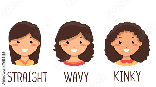 Kids Girls Hair Types Illustration