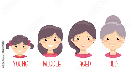 Kid Girl Young Old Age Illustration
