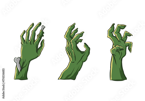 Zombie hands sticking from out the ground. For Halloween party decor