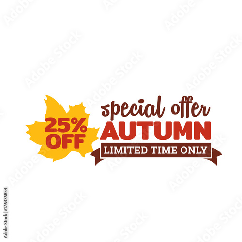 Thanksgiving Day Autumn or Fall Season with Dried Leaves Illustration Shopping Sale Promotion Logo, Badge, Banner, Sticker, Emblem, Icon