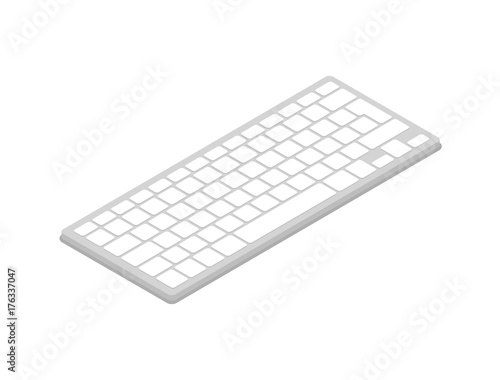 Computer keyboard isometric 3D icon. Digital technologies, computer device, multimedia equipment vector illustration