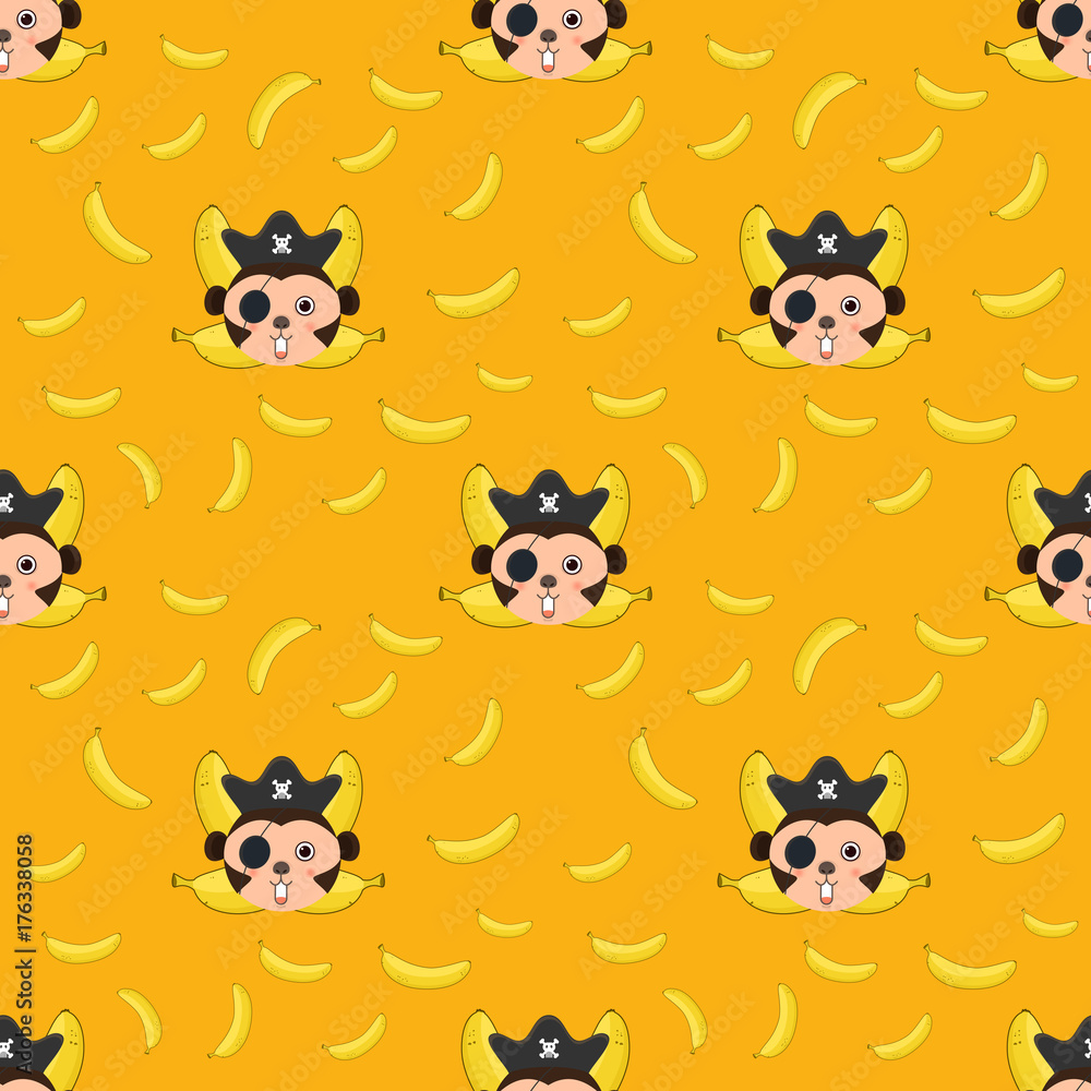 Seamless pattern Monkey and bananas Seamless pattern Monkey and bananas