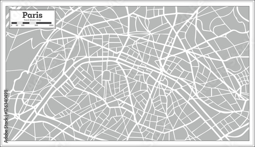 Paris Map in Retro Style. Hand Drawn.