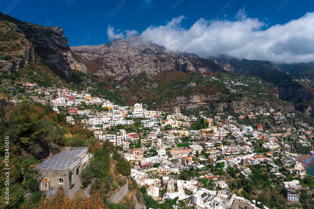 Fototapeta premium Positano (Campania, Italy) - A very famous touristic summer town on the sea in southern Italy, province of Salerno, Amalfi Coast