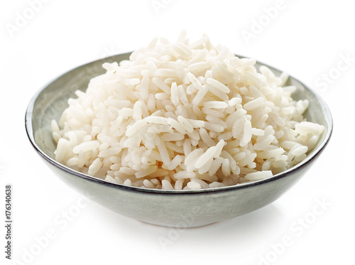 Bowl of boiled long grain rice