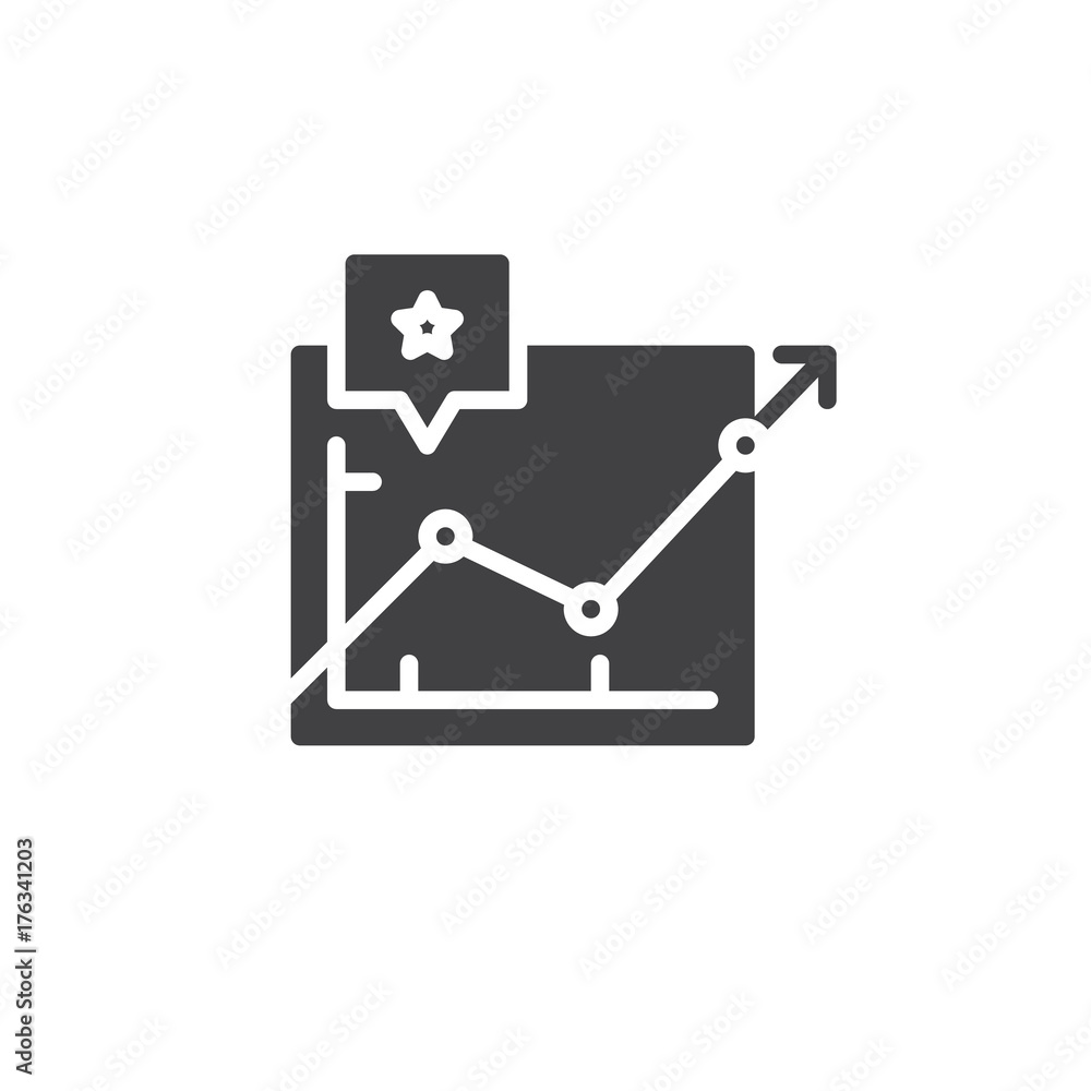 Line graph icon vector, filled flat sign, solid pictogram isolated on white. Success symbol, logo illustration.