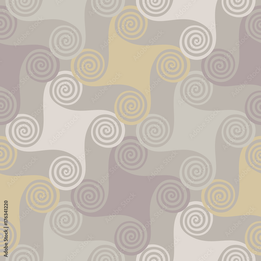 Colorful seamless pattern with spiral elements. Abstract vector background