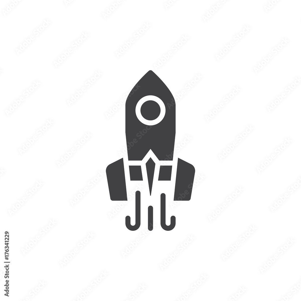 Startup icon vector, filled flat sign, solid pictogram isolated on white. Rocket, spaceship symbol, logo illustration. Startup icon vector, filled flat sign, solid pictogram isolated on white. Rocket, spaceship symbol, logo illustration.